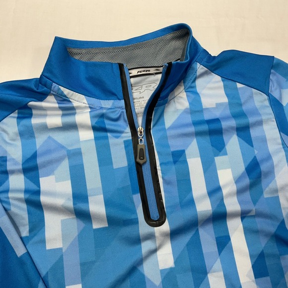 RZR Polaris‎ Mens Medium Pullover Top Long Sleeve Blue Geometric Mock Neck - Picture 2 of 7